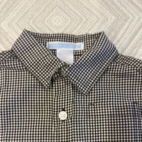 Janie and Jack Baby Boy Classic Checkered Brown & White Button Down Shirt - Picture 3 of 7
